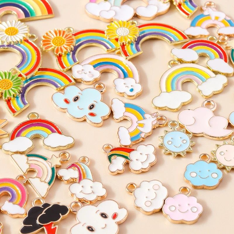 40 Pcs Enamel Cute Rainbow Cloud Charms Pendants  X 2753149