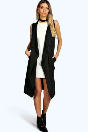 Aire Sleeveless Waterfall Jersey Cardigan