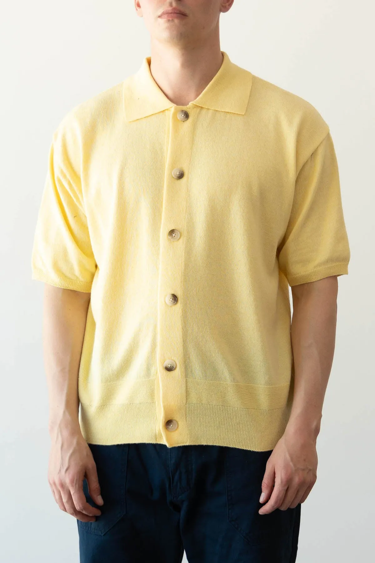 Airly Half Knit Cardigan - Lemon