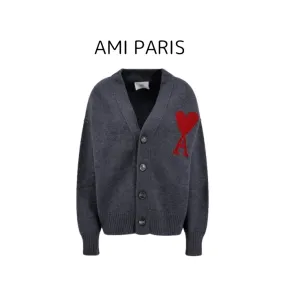 AMI PARIS  |Casual Style Wool Long Sleeves Plain Cardigans