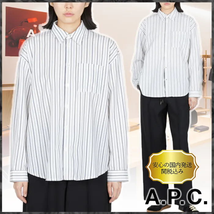 A.P.C.  |Stripes Casual Style Wool Street Style Long Sleeves Cotton