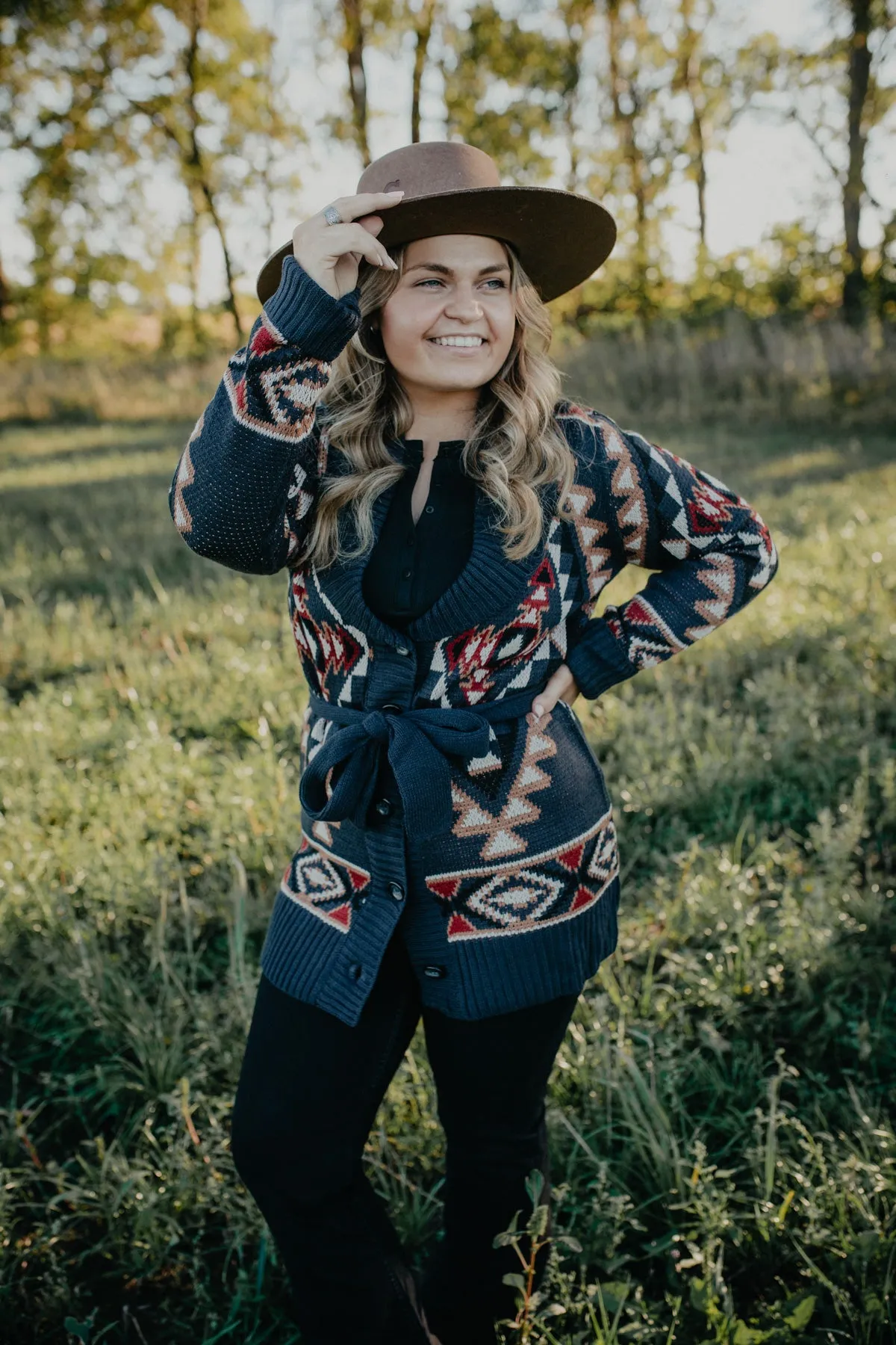 'Arizona' Aztec Cardigan with Waist Tie (XS - XXL)