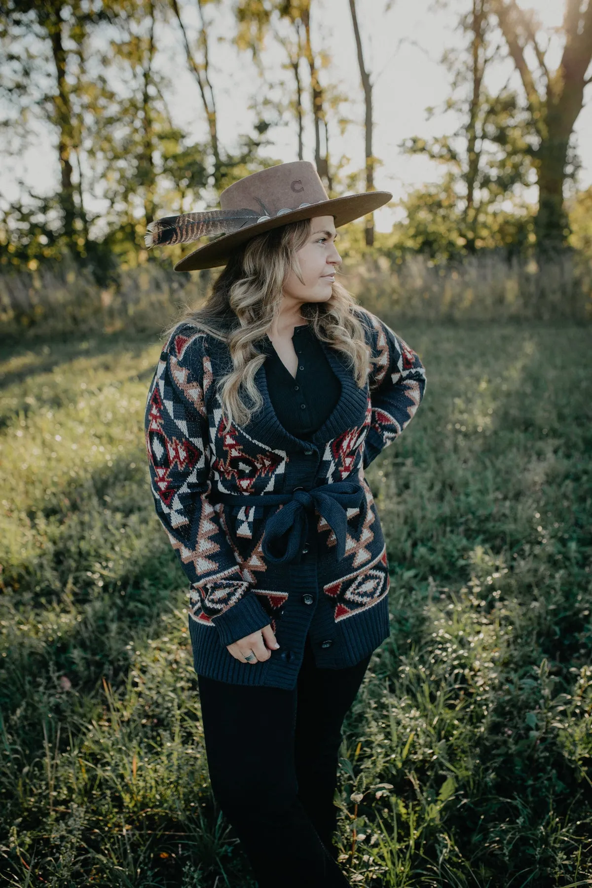 'Arizona' Aztec Cardigan with Waist Tie (XS - XXL)