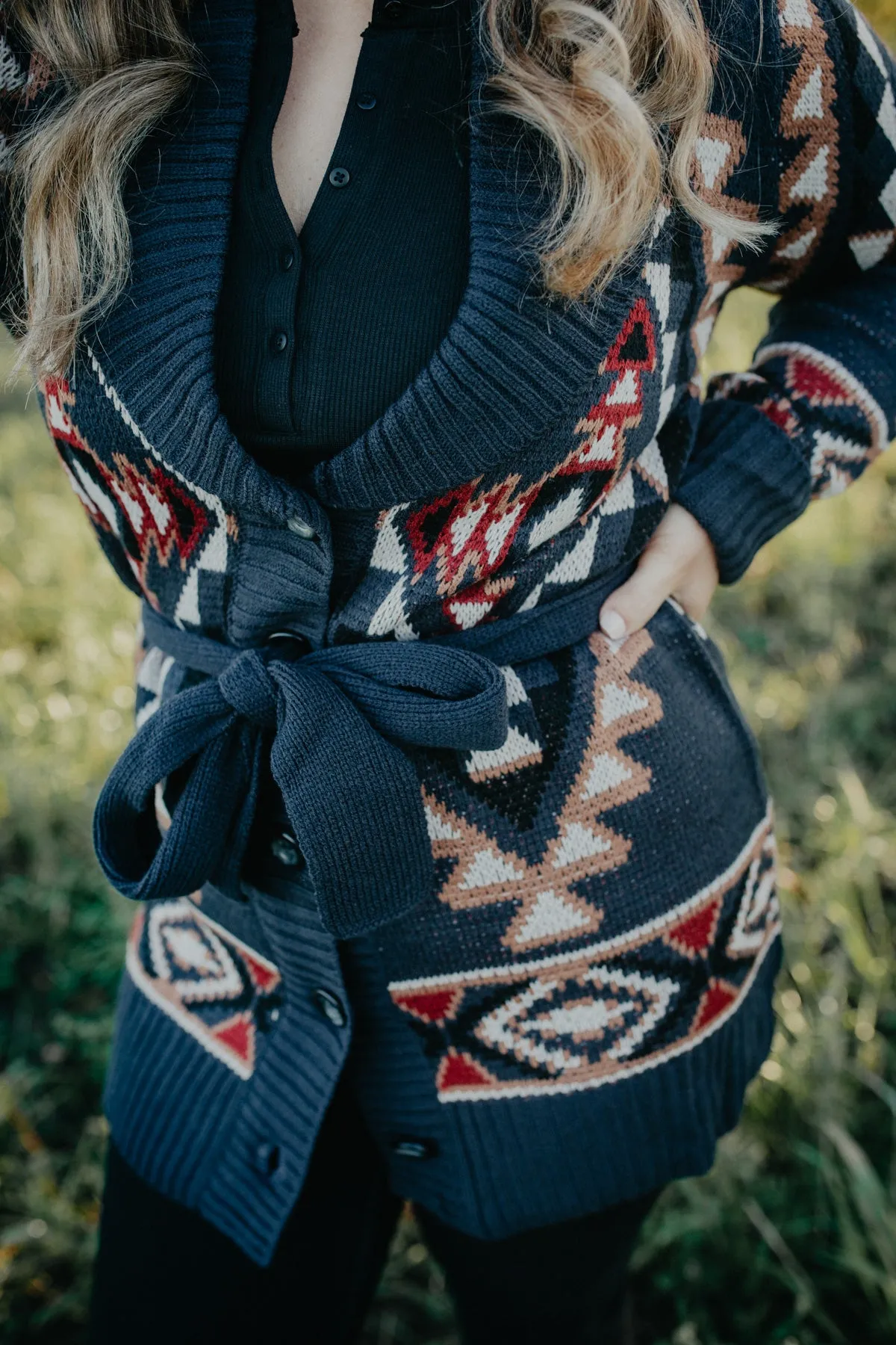 'Arizona' Aztec Cardigan with Waist Tie (XS - XXL)