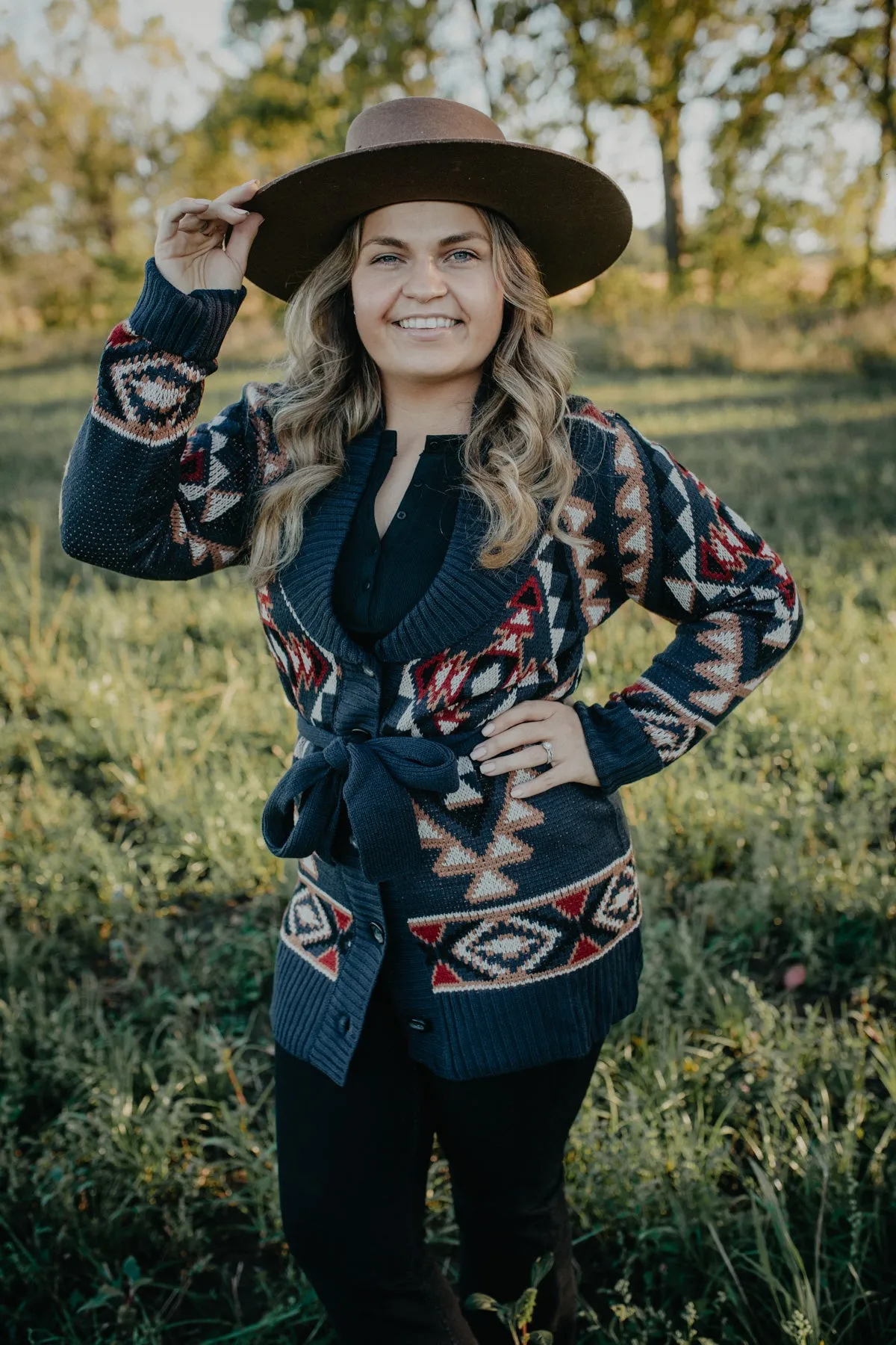 'Arizona' Aztec Cardigan with Waist Tie (XS - XXL)