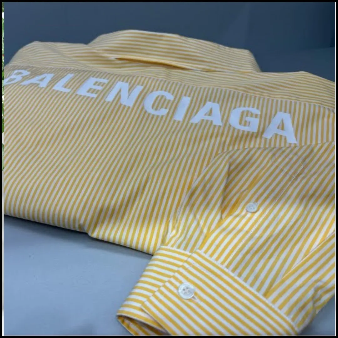 BALENCIAGA  |Stripes Casual Style Long Sleeves Cotton Office Style