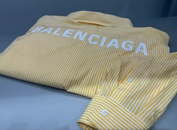 BALENCIAGA  |Stripes Casual Style Long Sleeves Cotton Office Style