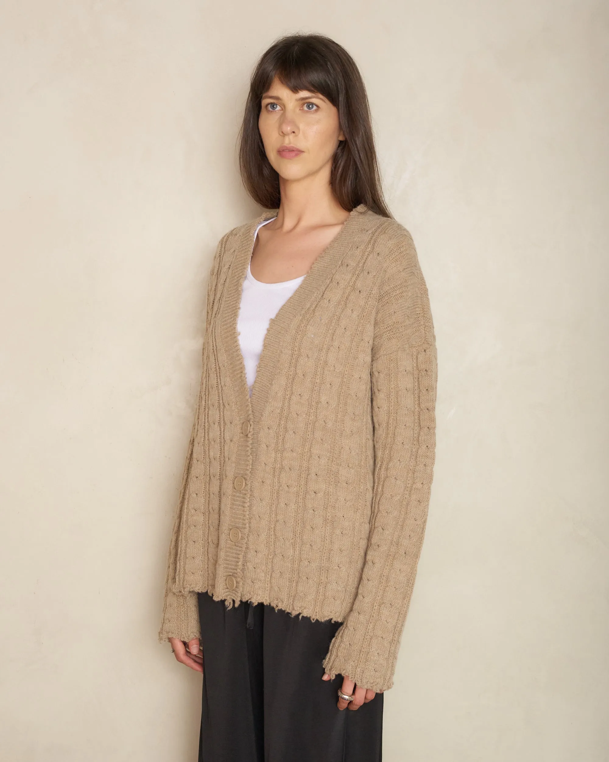 Beige Button Up Cardigan