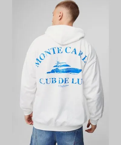 boohoo Mens Oversized Monaco Graphic Hoodie