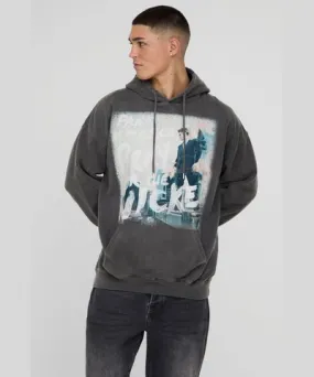 boohoo Mens Oversized Wash Panic At The Disco License Print Hoodie