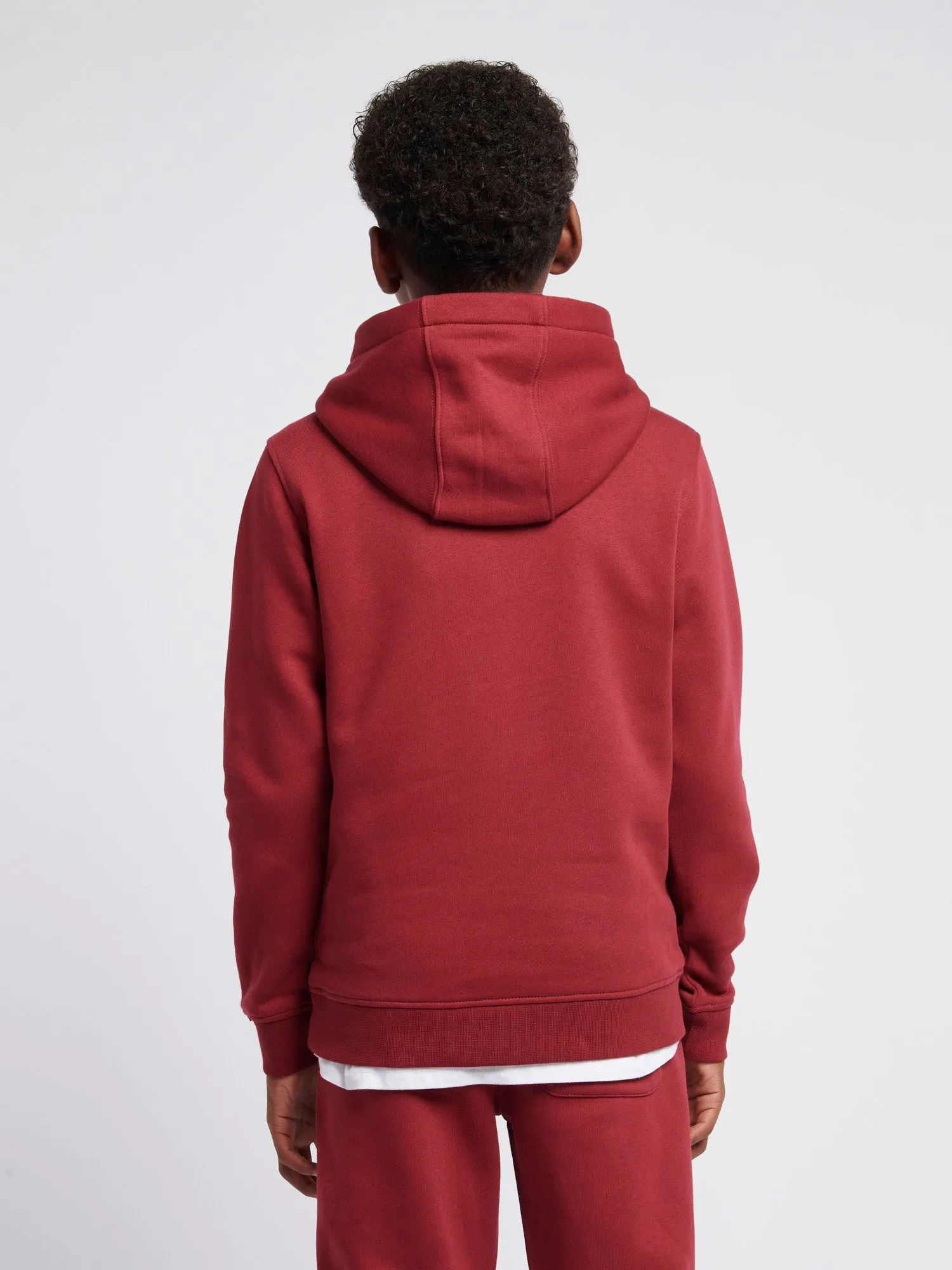 Boys Double Horsemen Brush Back Hoodie in Tibetan Red