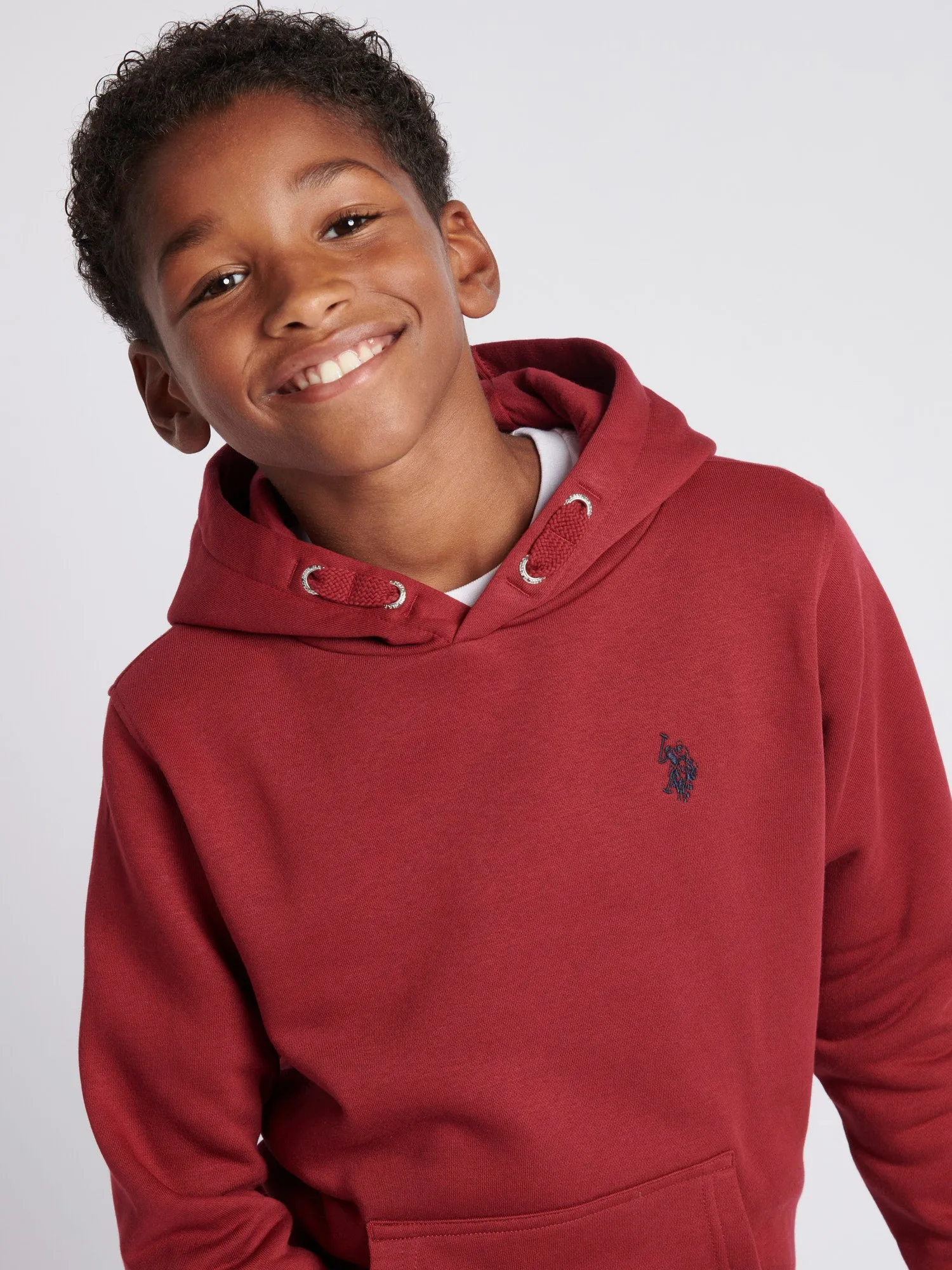 Boys Double Horsemen Brush Back Hoodie in Tibetan Red