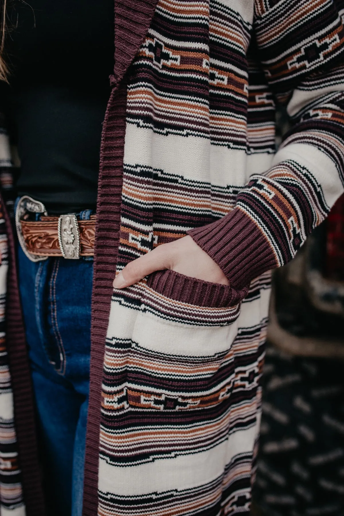 'Brea' Southwestern Striped Wrangler Cardigan Duster (S-XXL)