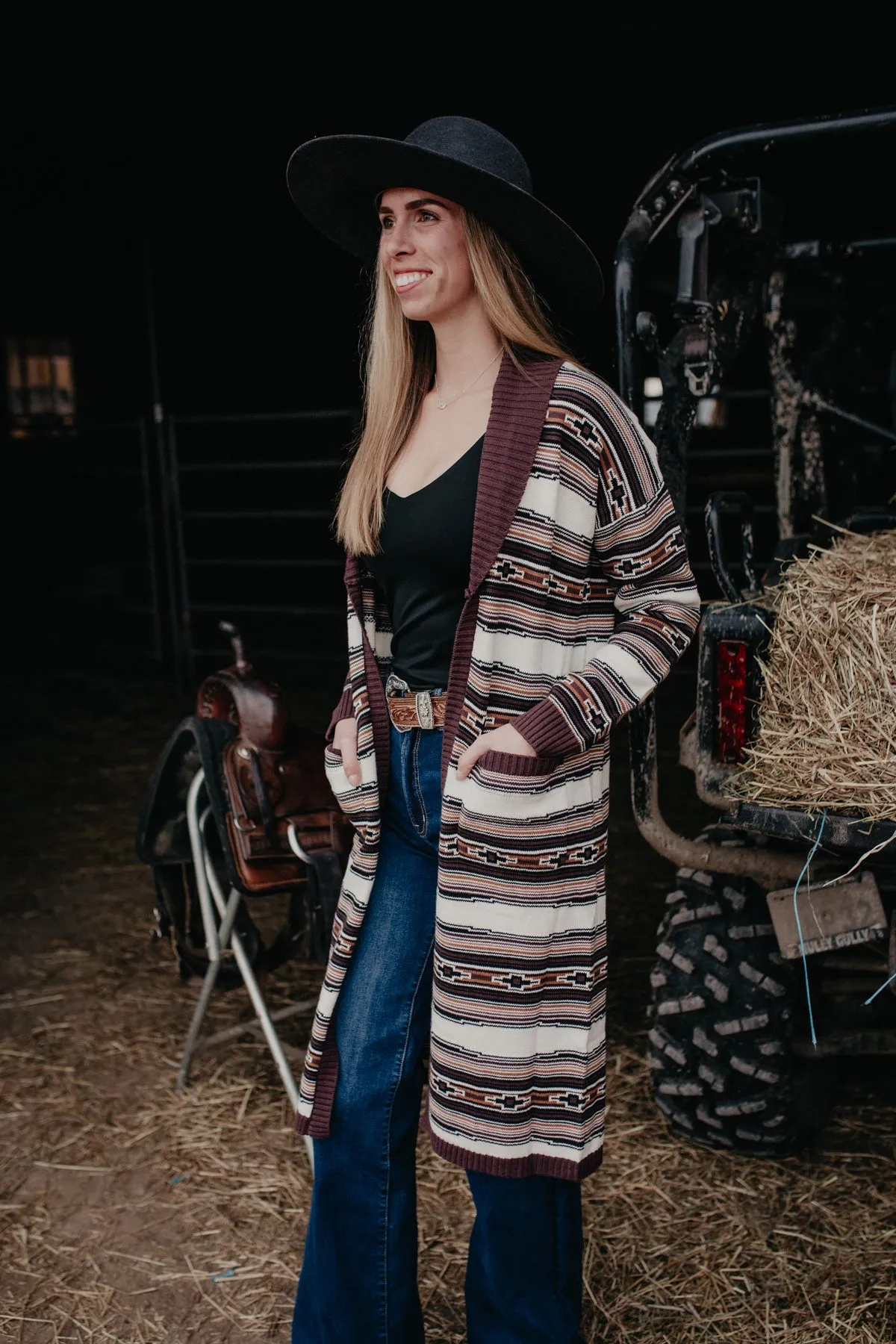 'Brea' Southwestern Striped Wrangler Cardigan Duster (S-XXL)