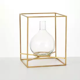 Brushed Gold Framed Glass Vase