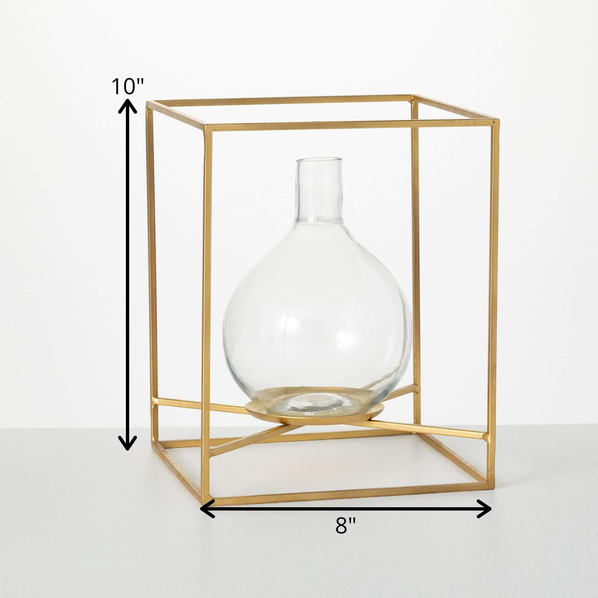 Brushed Gold Framed Glass Vase