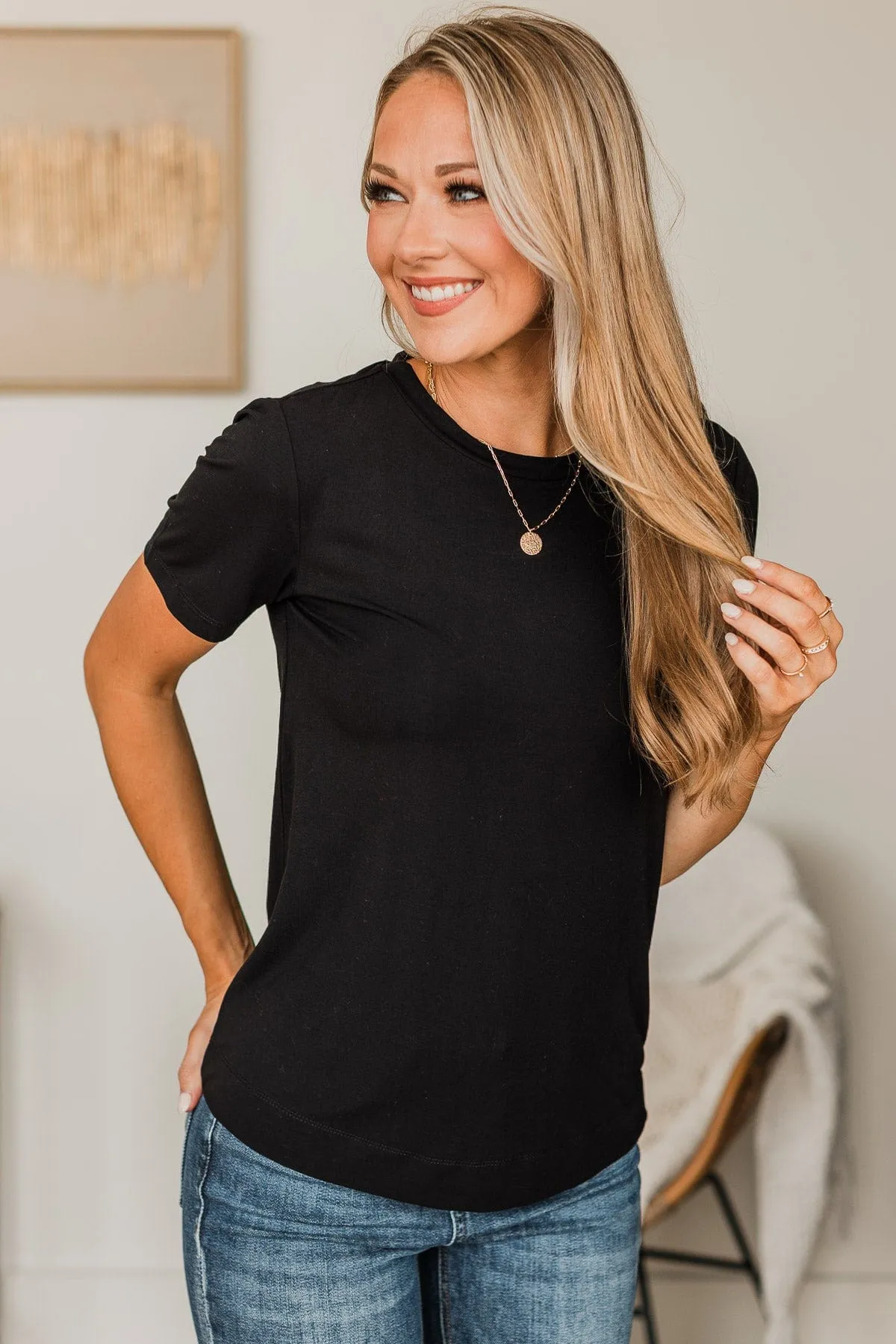 Casual Crush Short Sleeve Top- Black