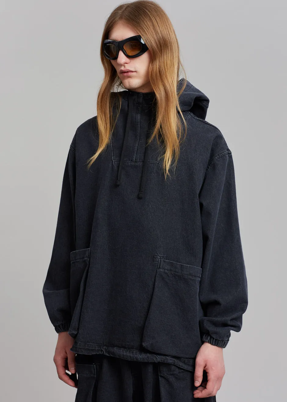 Cliff Denim Hoodie - Black