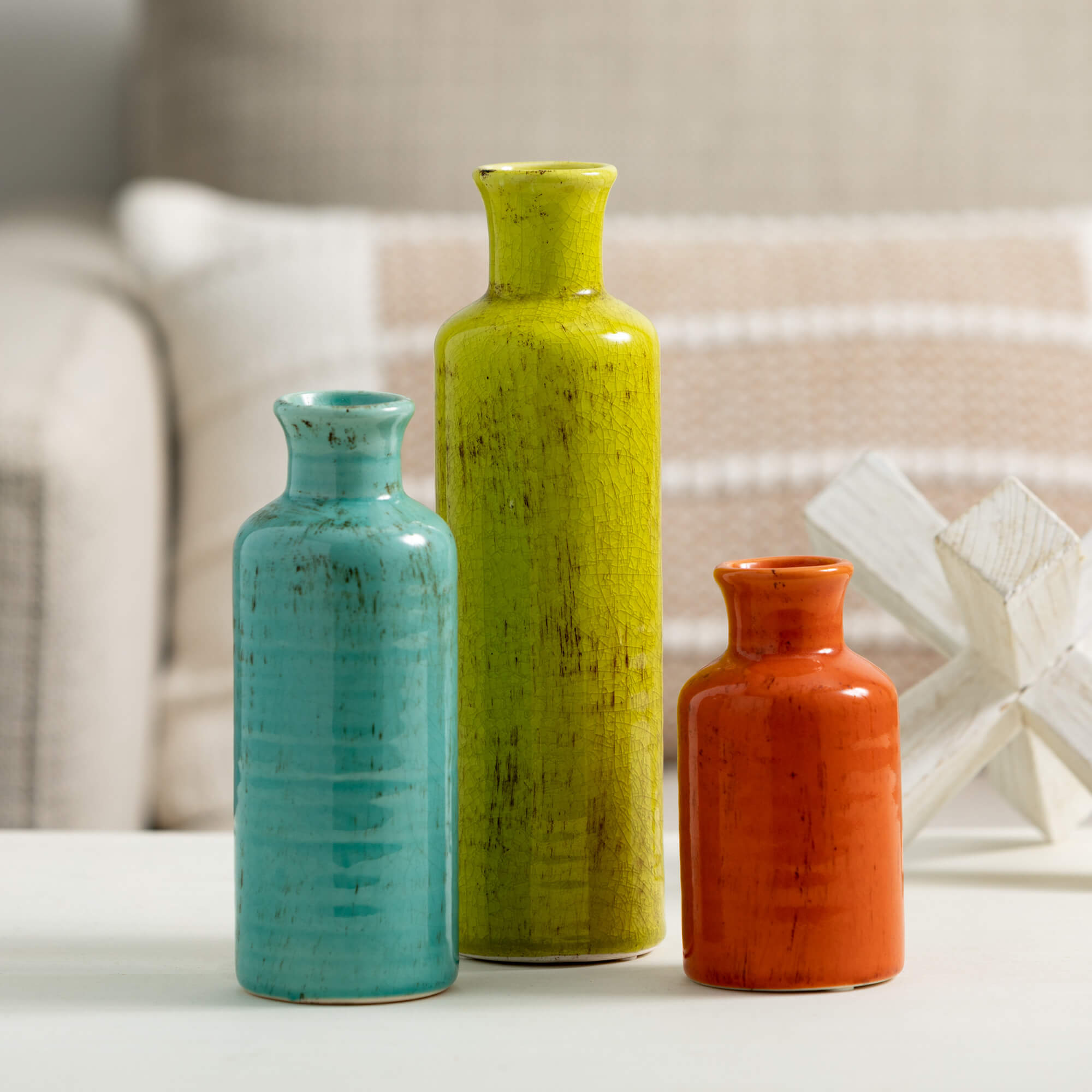 Colorful Bottle Vase Set Of 3