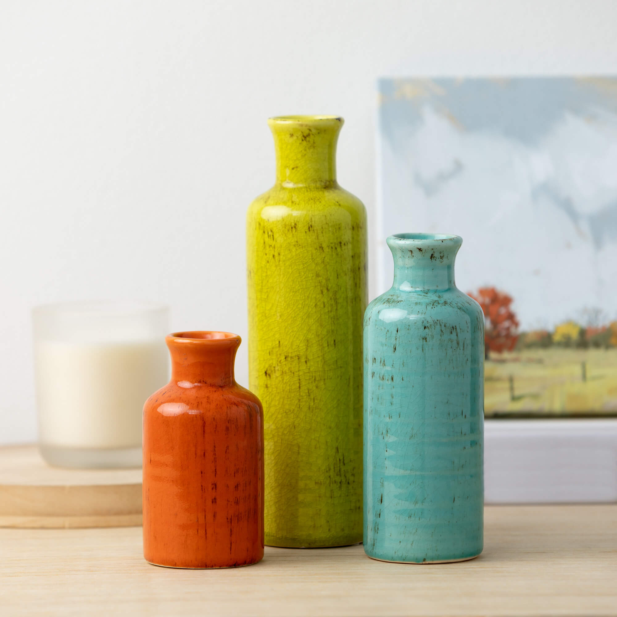 Colorful Bottle Vase Set Of 3