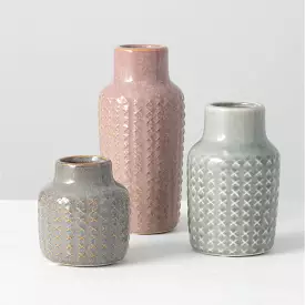 Crosshatch Pattern Vase Set