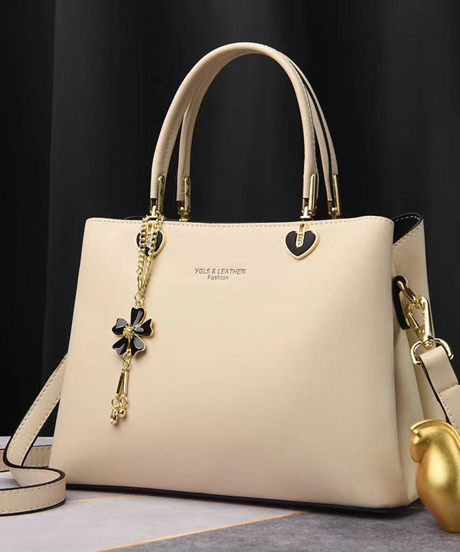 Fashionable And Versatile Apricot Leather Large Capacity Handbag ZX1015