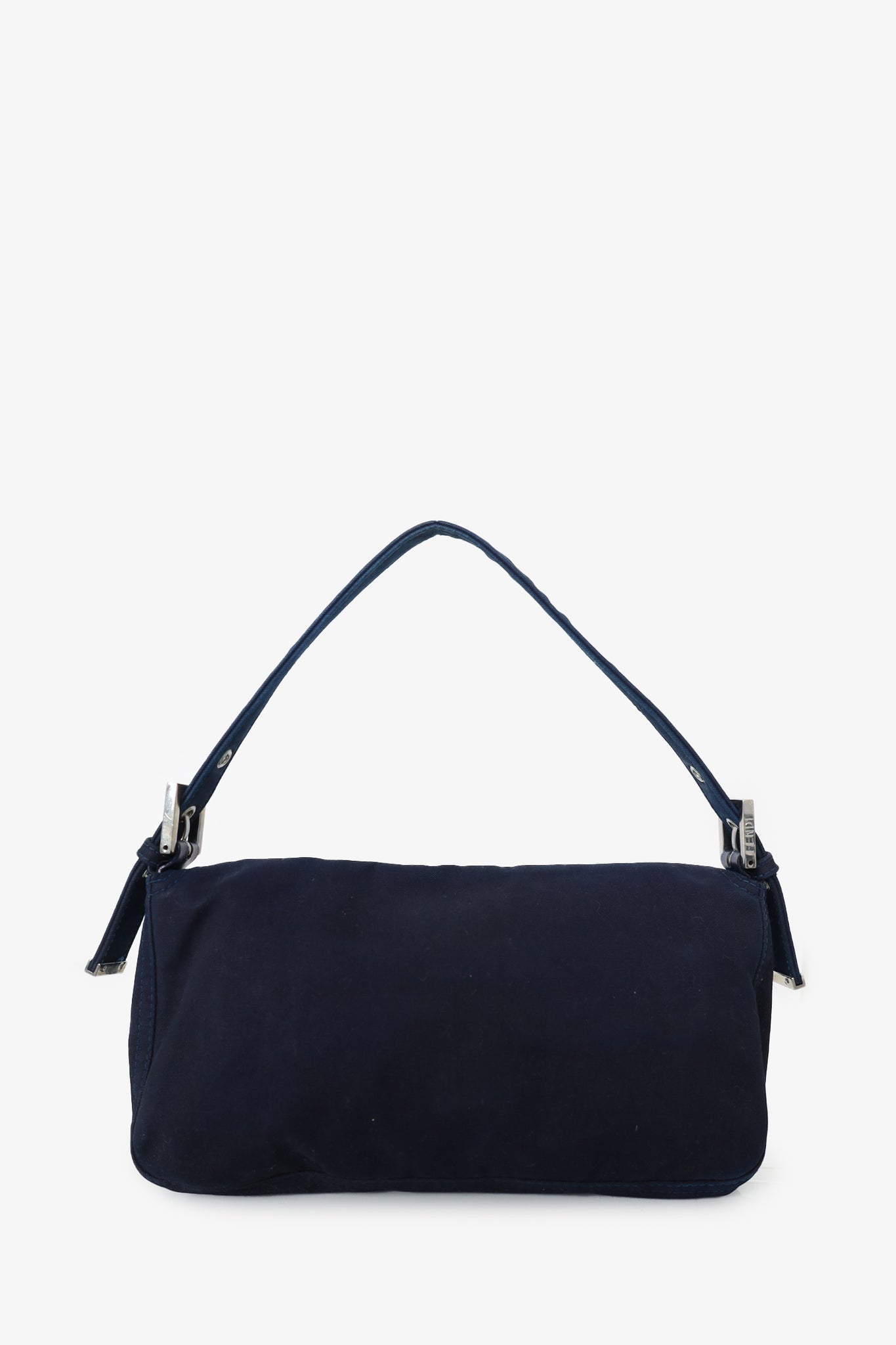 Fendi Navy Mama Baguette Shoulder Bag with Enamel Buckle