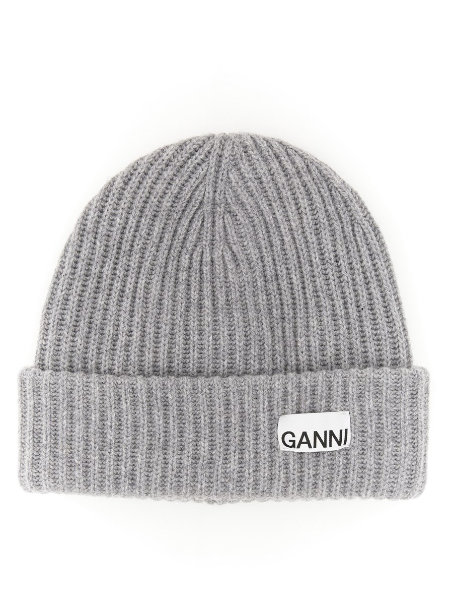 GANNI    WOOL CAP WITH LOGO