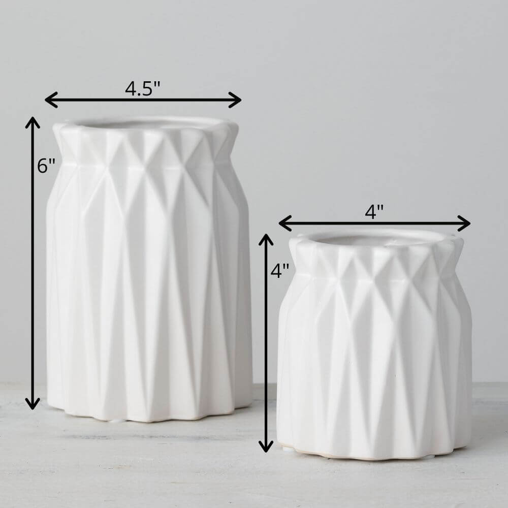 Geometric White Vase Decor Set