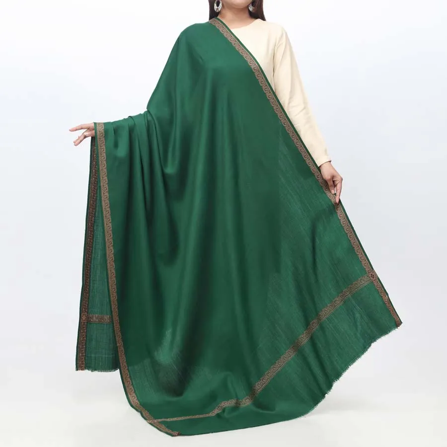 Green Embroidered Border Shawl PW3702