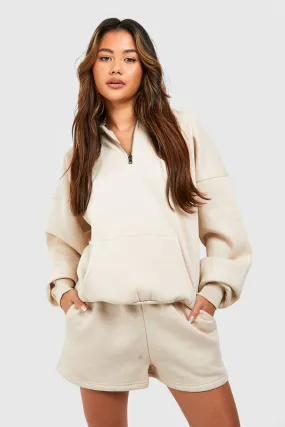 Half Zip Hoodie Short Tracksuit