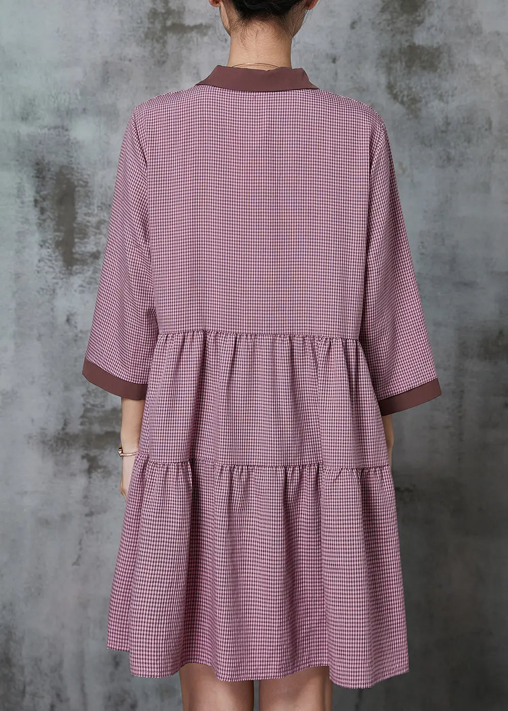 Handmade Red Peter Pan Collar Plaid Cotton Dresses Summer JK1008