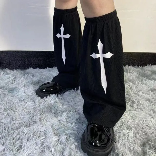 Lady Hipster Black White Calf-length Jk Streetwear