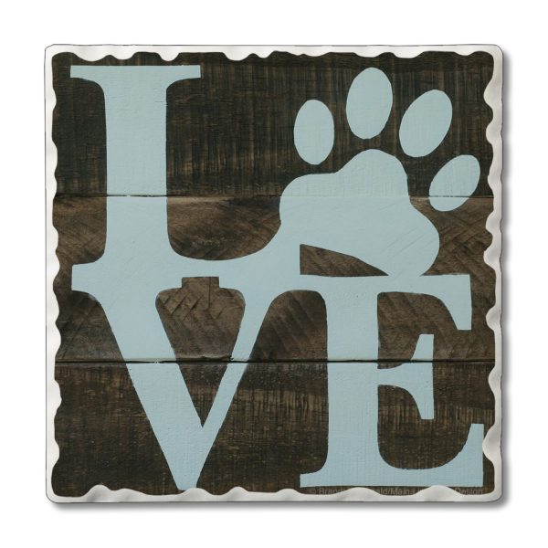 Love Pets Blue  – Square Single Coaster