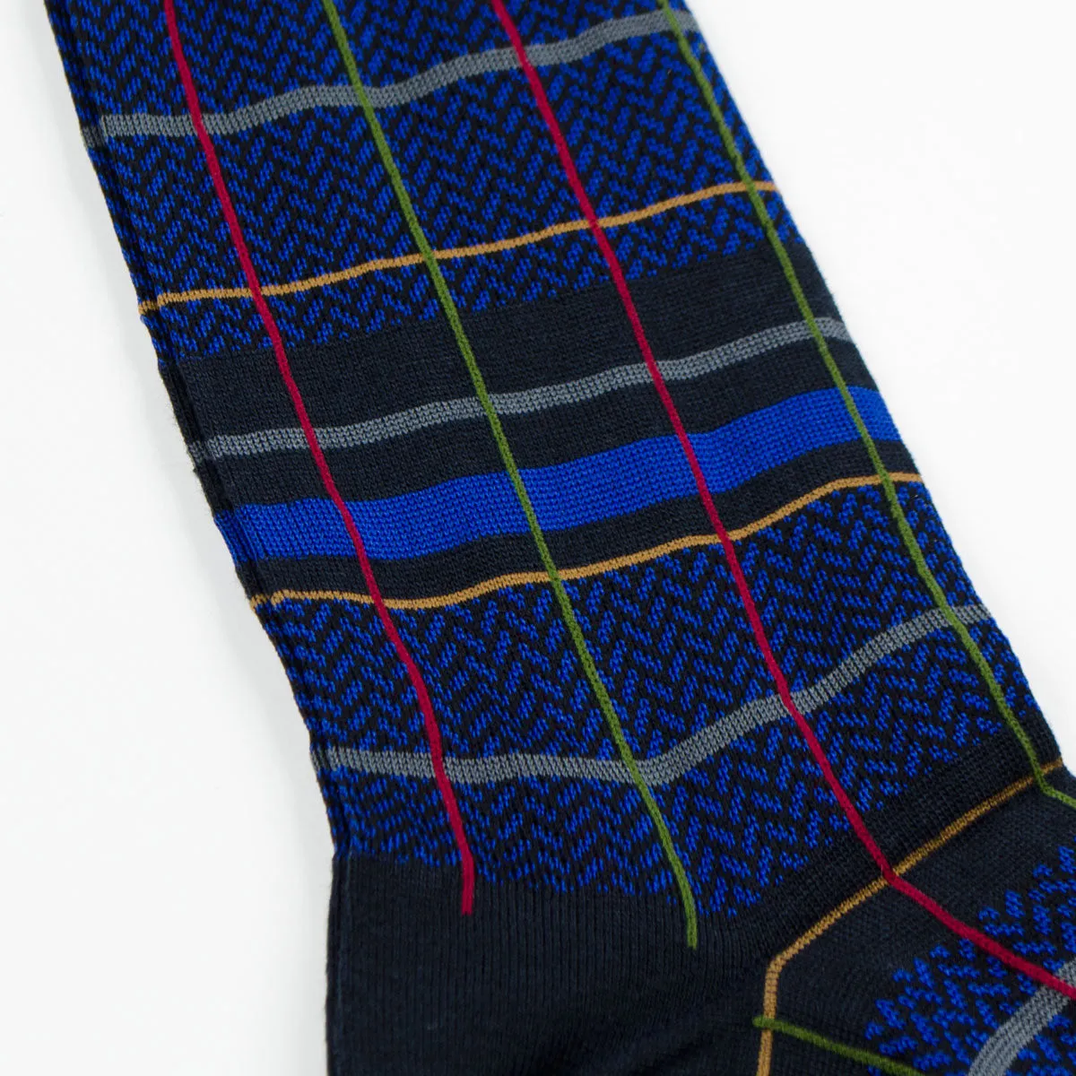 Marcomonde - Checks Peru Socks - Navy / Blue