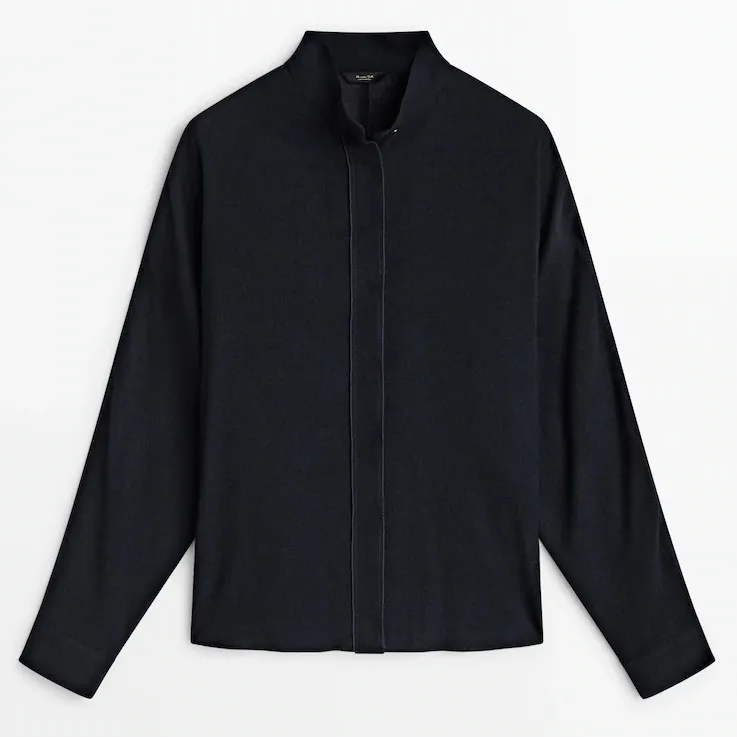 Massimo Dutti  |Navy blue high neck shirt