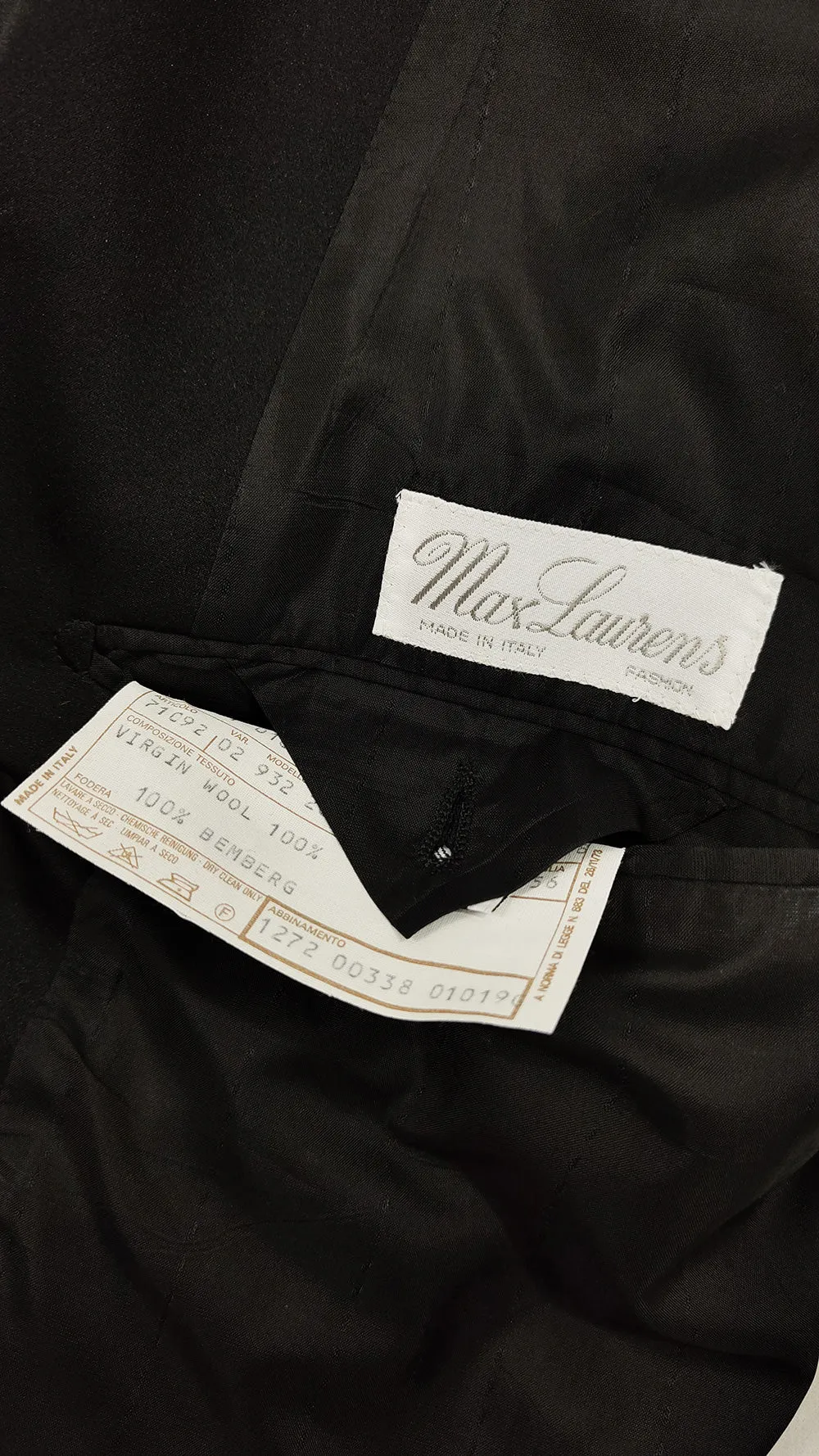 Max Laurens Vintage Italian Black Shawl Collar Mens Dinner Jacket, 1980s