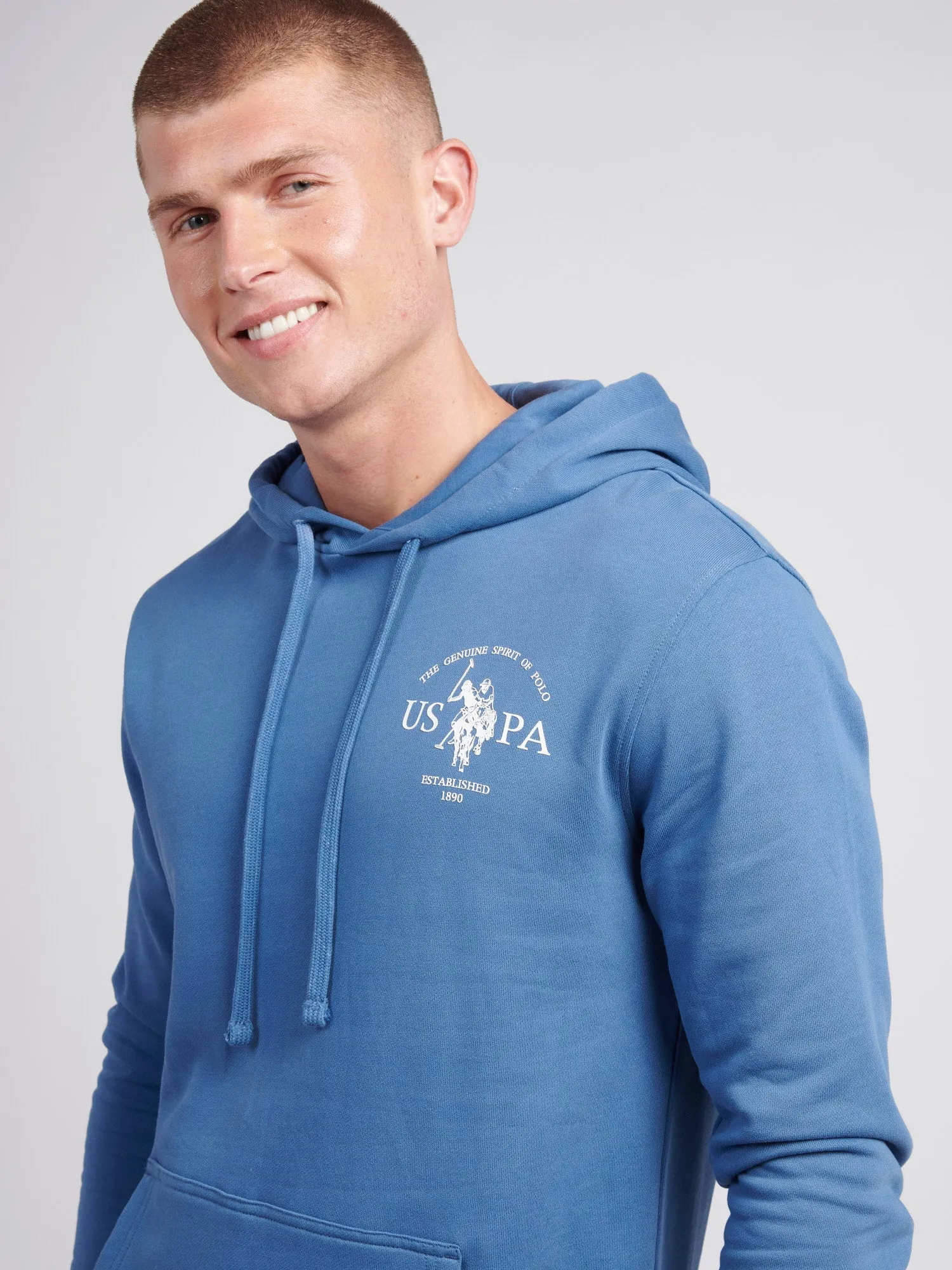 Mens Front & Back Graphic Hoodie in Blue Horizon