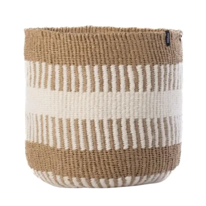 Mifuko Pamba Basket White Rib Weave Small