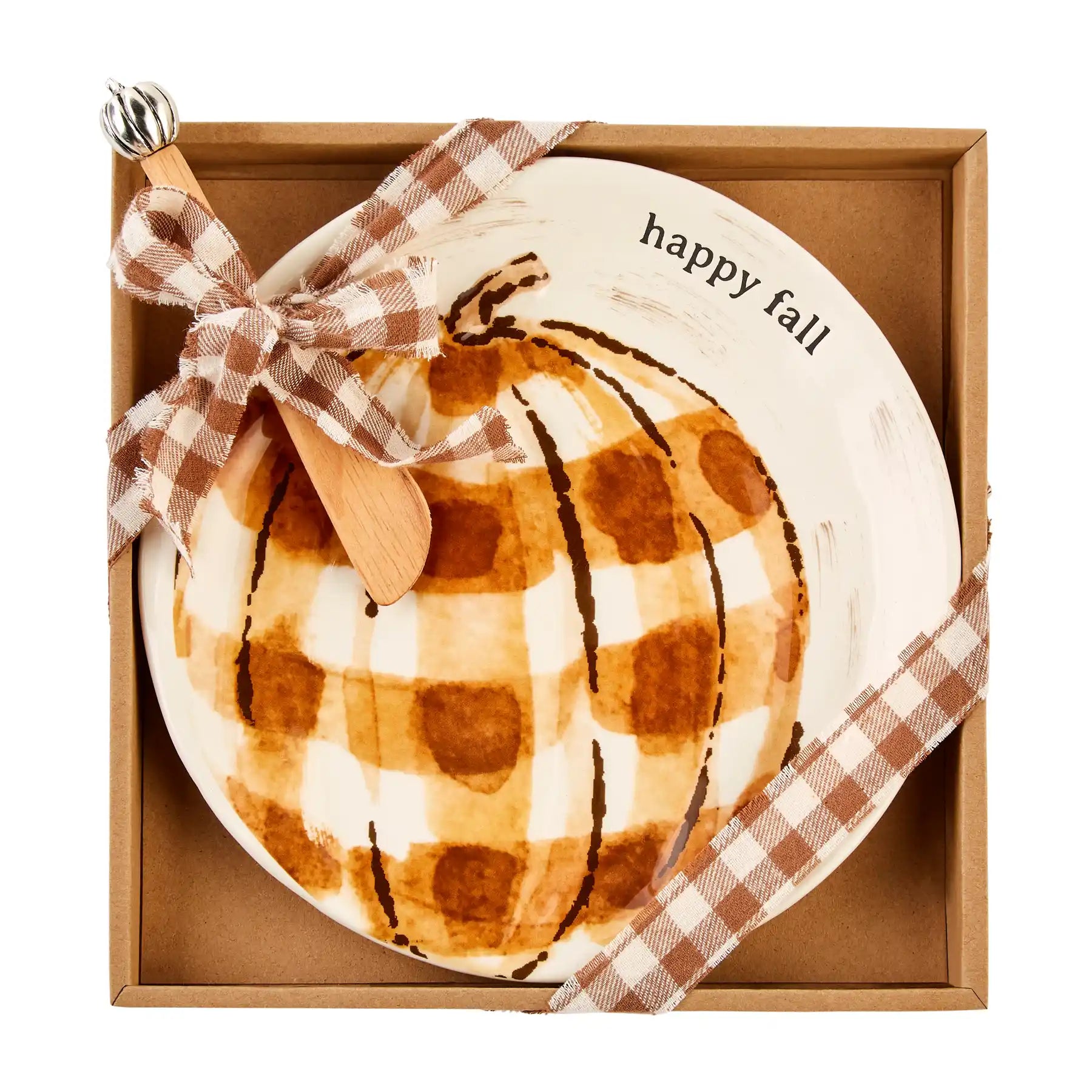 MUDPIE PUMPKIN CHECK CHEESE PLATE SET