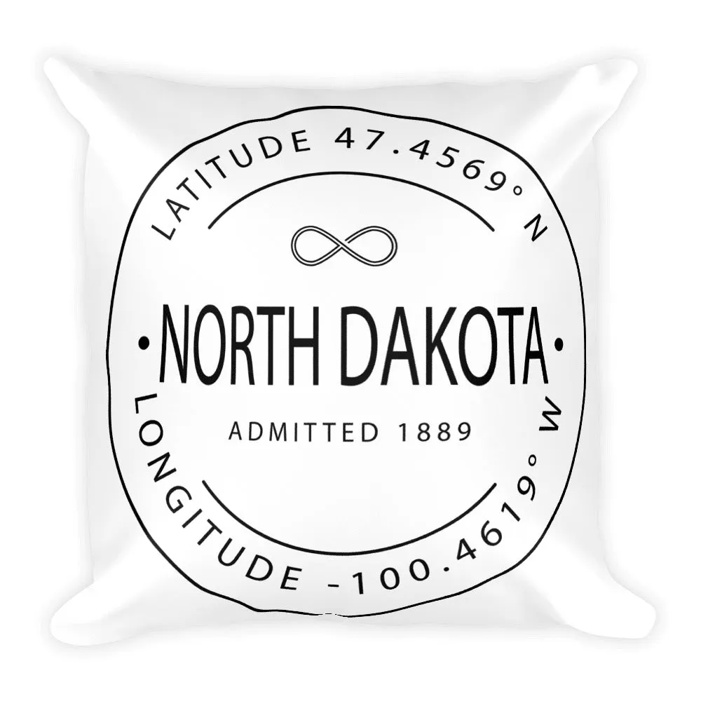 North Dakota - Throw Pillow - Latitude & Longitude