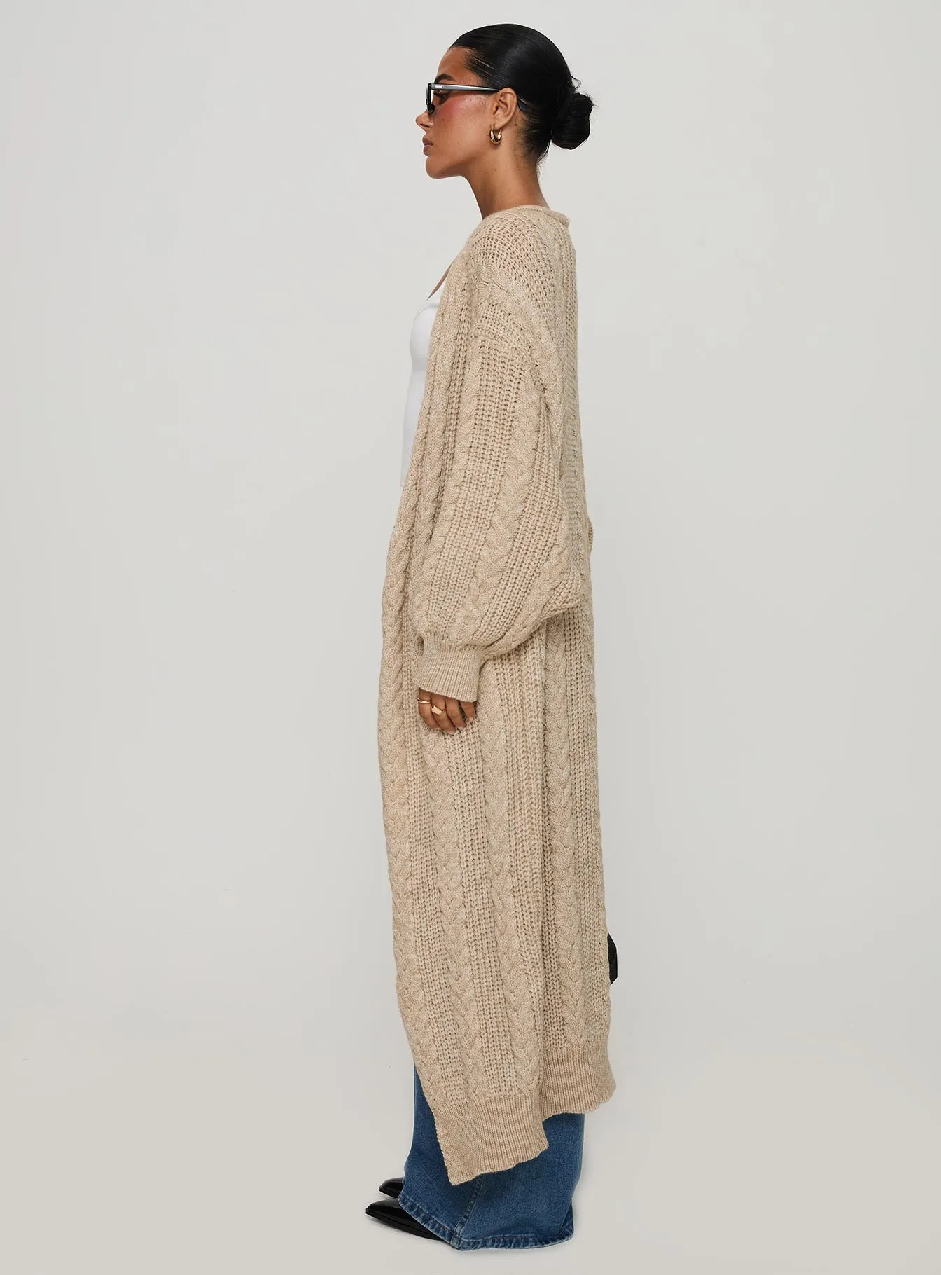 Orkid Cable Knit Cardigan Beige