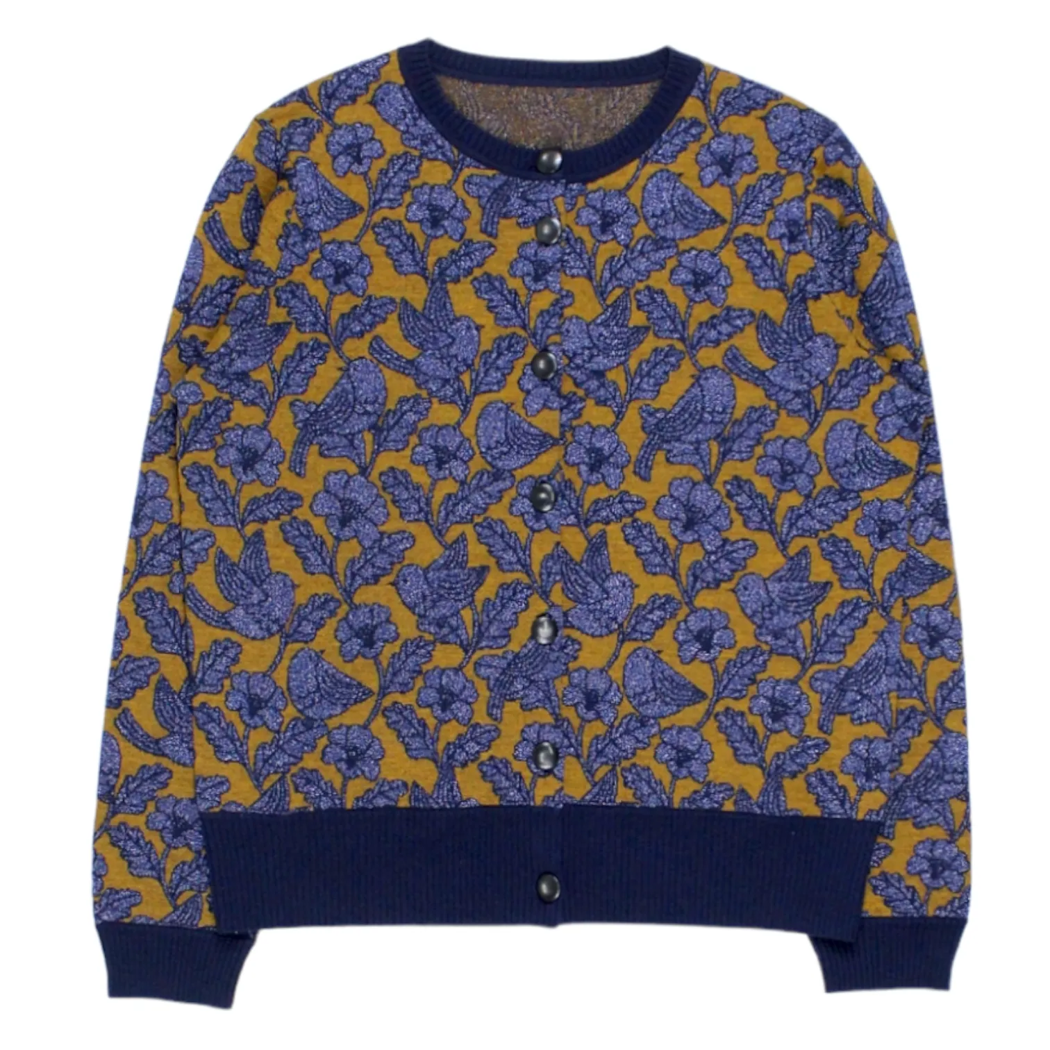 Orla Kiely Navy Lurex Bird Cardigan