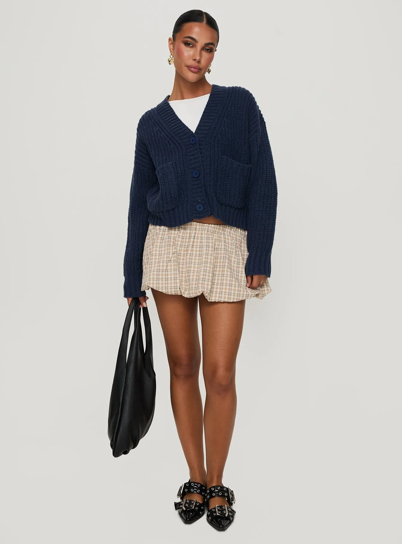 Osias Cable Knit Cardigan Navy