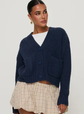 Osias Cable Knit Cardigan Navy