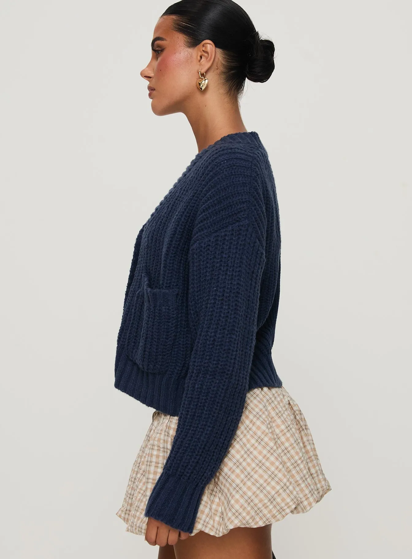 Osias Cable Knit Cardigan Navy