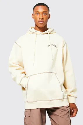 Oversized Contrast Stitch Graphic Hoodie