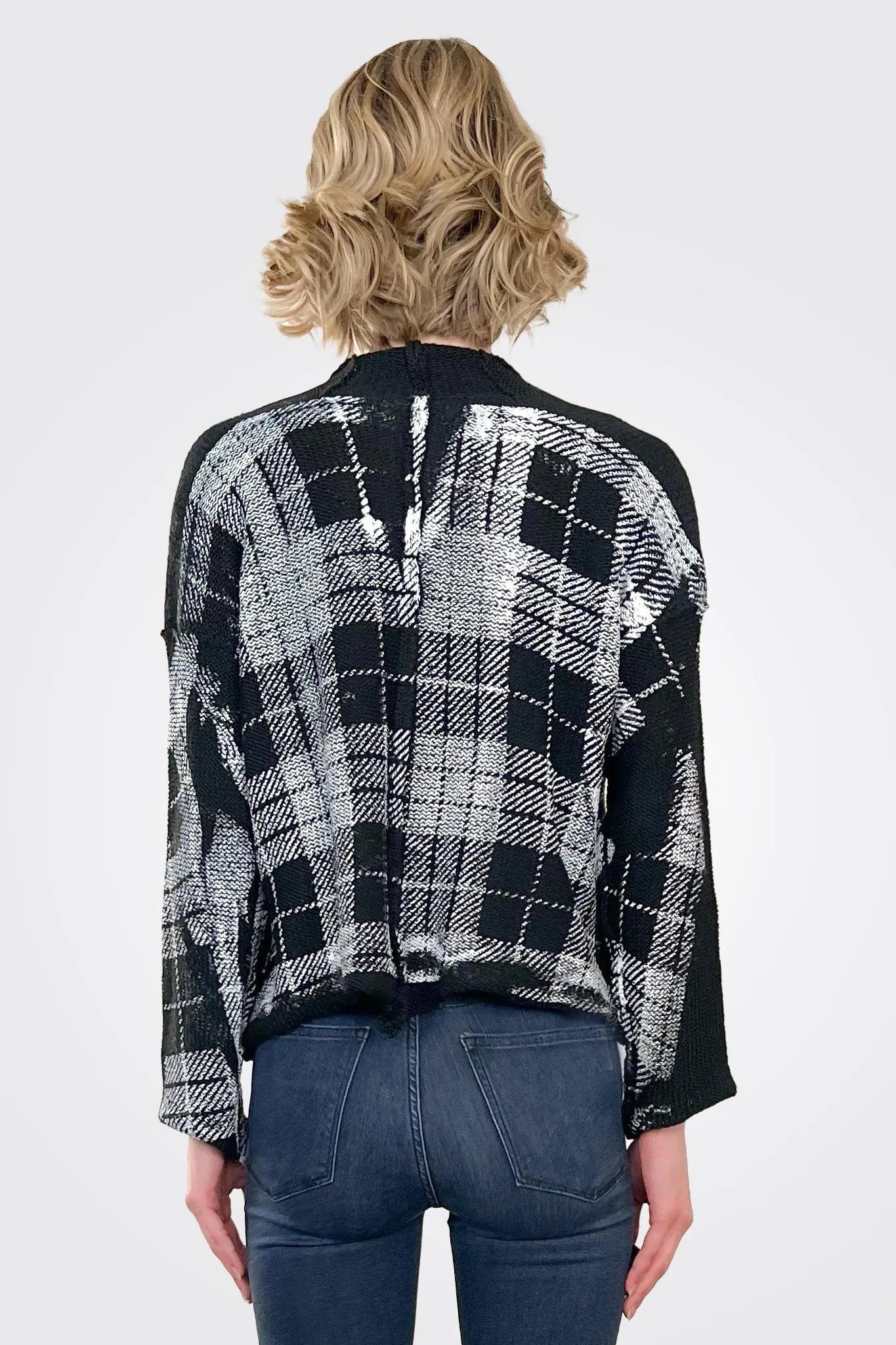 Plaid Cardigan - White / Black