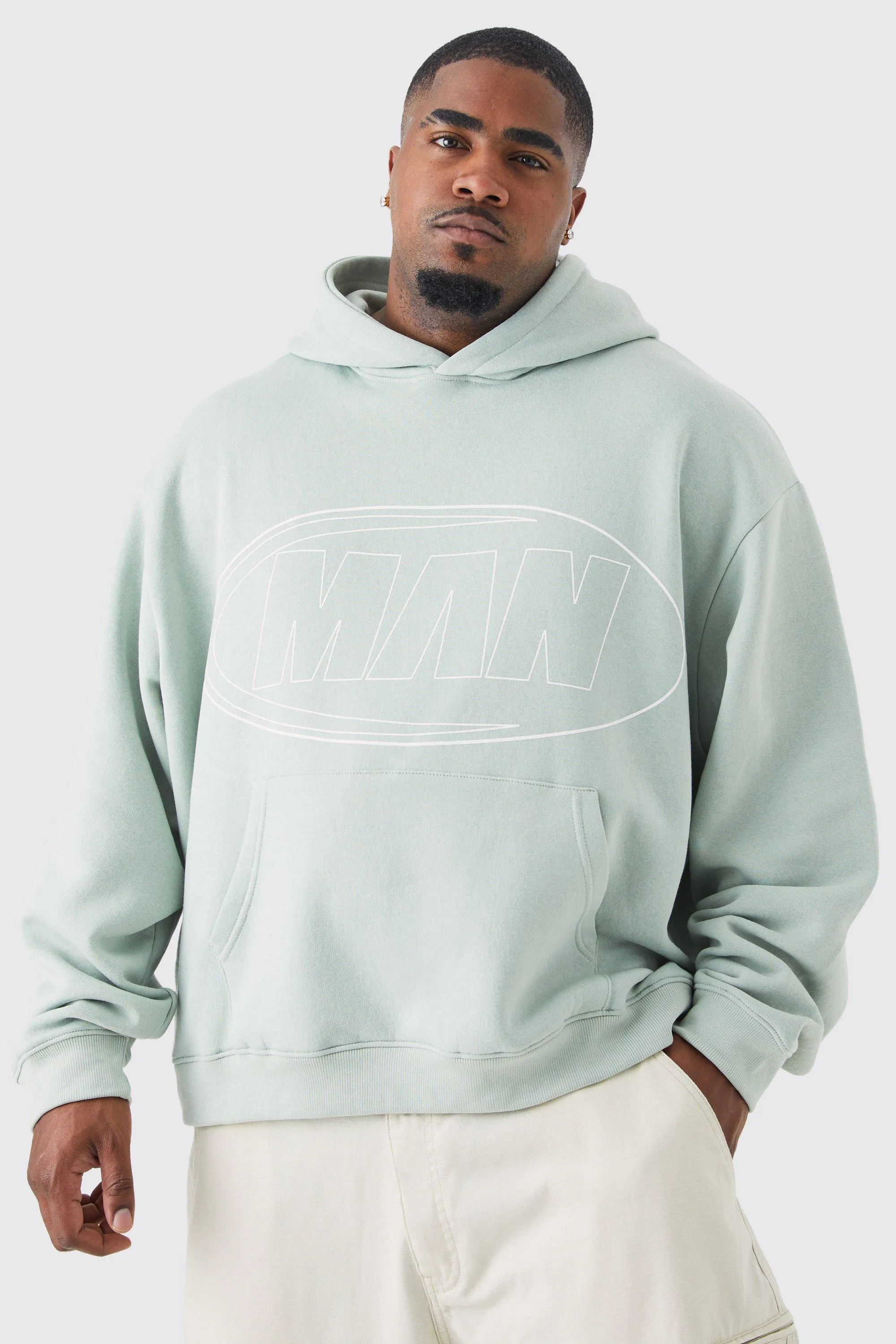 Plus Man Oversized Boxy Hoodie | boohooMAN UK