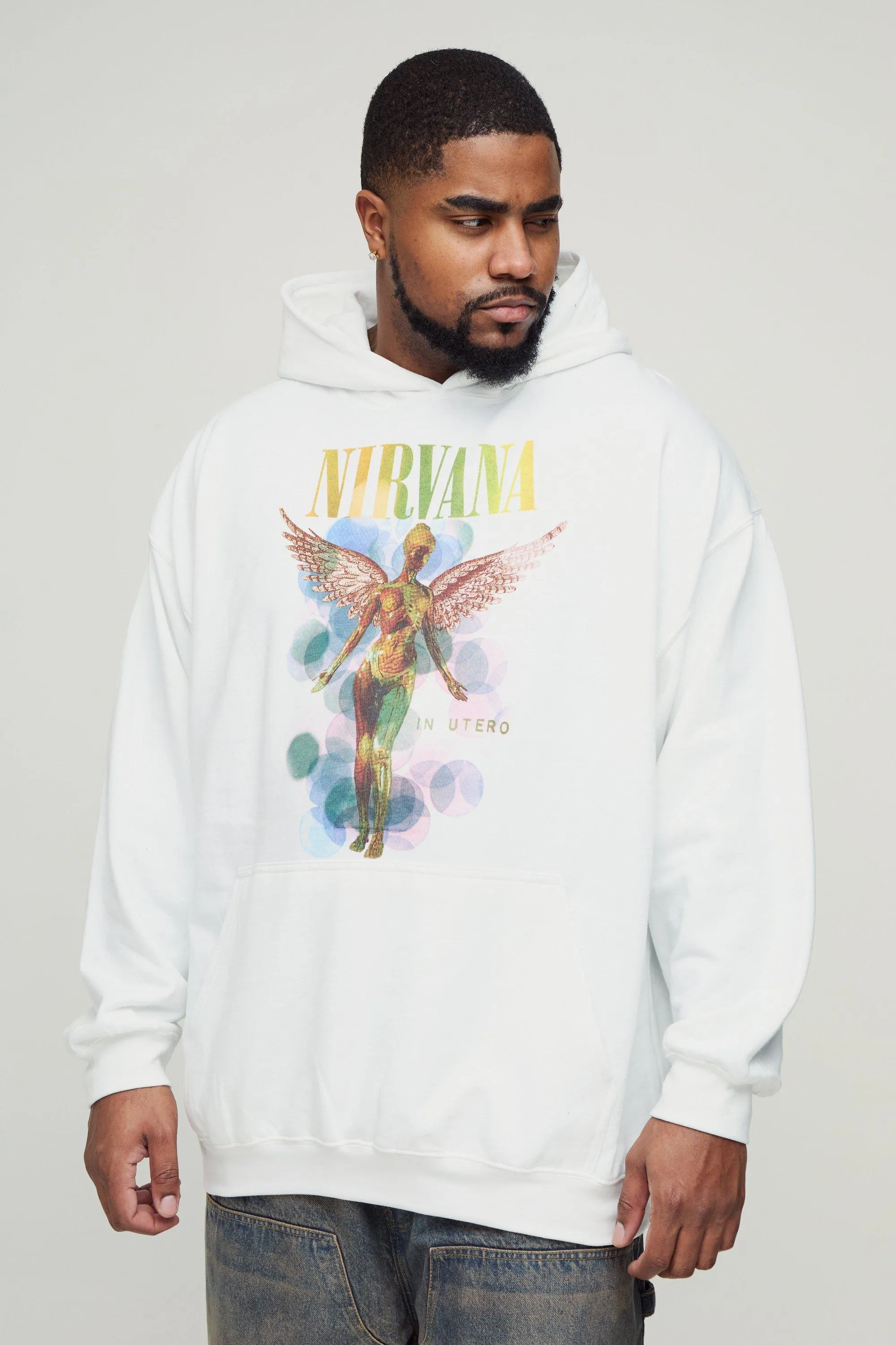 Plus Oversized Nirvana License Print Hoodie